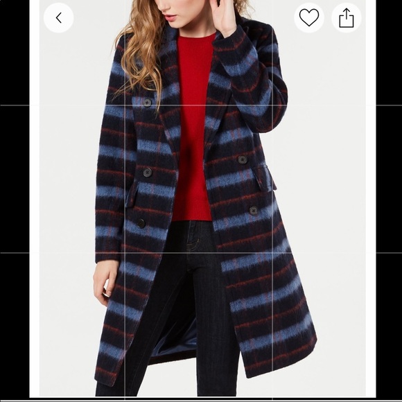 NWT BCBGeneration Double-Breasted Plaid Coat. - Picture 2 of 13